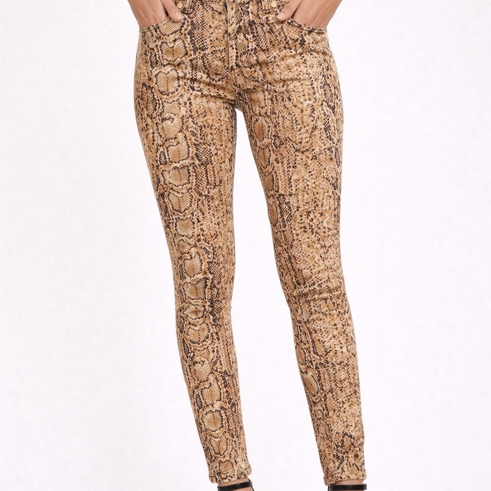 Tory Burch Super Skinny Snakeskin Print Jeans Size 29 Stretch Designer Denim